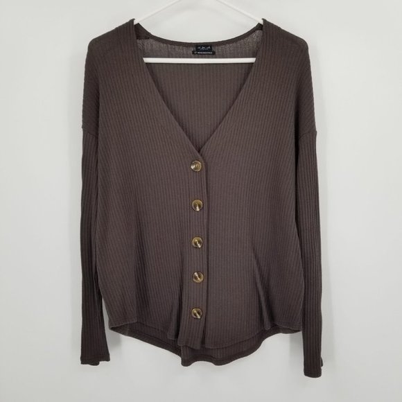 Out From Under Urban Outfitters Brown Long Sleeved Button Front Shirt Size Small - Picture 1 of 9